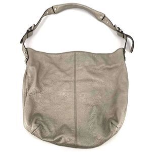 Tignanello Women's Leather Lined Crossbody Hobo Bag Gray Silver Metallic Large